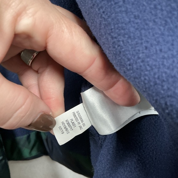 Old Navy Womens Fraser Plaid Green Navy Fleece Lined Puffer Jacket Coat Medium - Picture 4 of 8